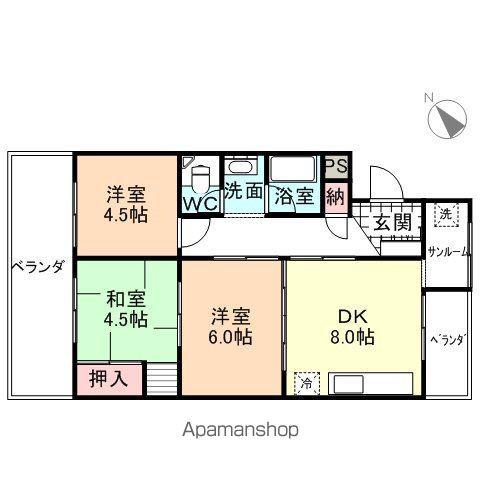 あけぼのマンション(3DK/2階)の間取り写真