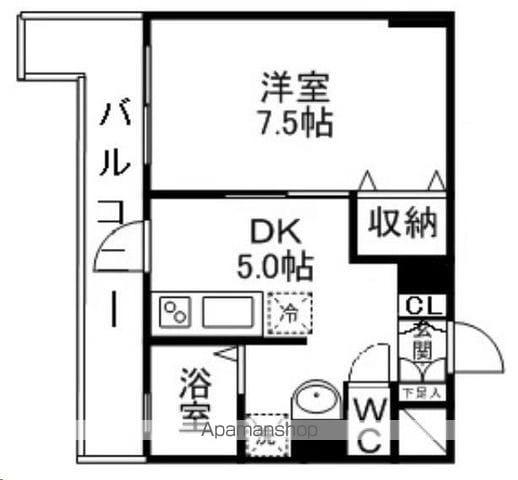 エースハイツ花京院(1DK/2階)の間取り写真