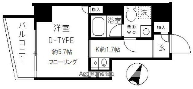 カレドタワー(1K/10階)の間取り写真