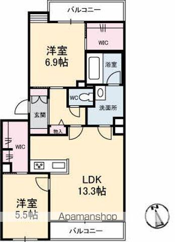 シャーメゾンフロントゲート(2LDK/2階)の間取り写真