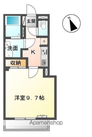 ヴィア和来Ⅱ(1K/1階)の間取り写真