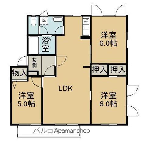 フレグランスモア綱島S棟(3LDK/1階)の間取り写真