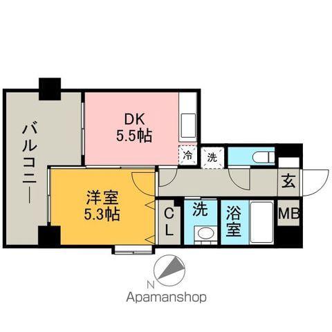 高口箔屋ビル(1DK/9階)の間取り写真