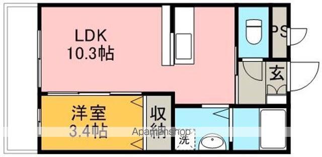 ラ・ペジブル(1LDK/1階)の間取り写真