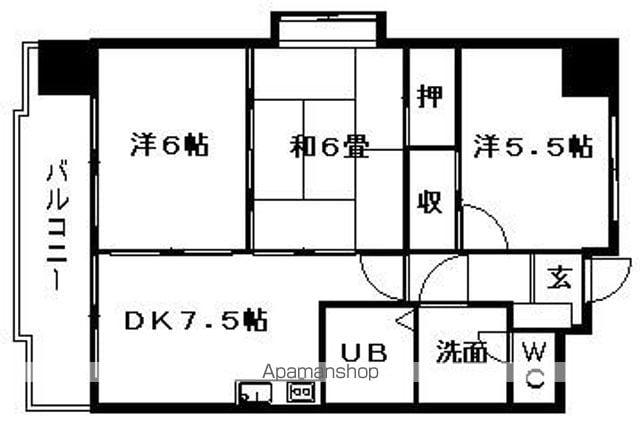 時津ロードマンション(3DK/5階)の間取り写真