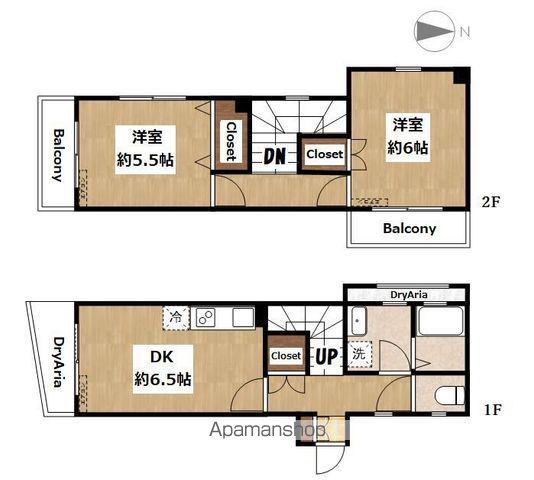 上目黒ガーデンホームズ(2DK/1階)の間取り写真