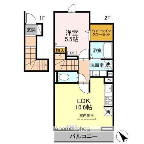 D-ROOM甲州街道(1LDK/2階)の間取り写真
