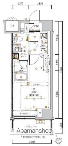 LUMEED立川(1K/9階)の間取り写真