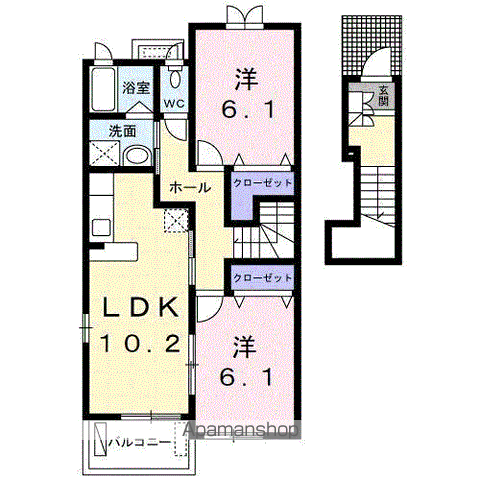 ジュネスメゾン(2LDK/2階)の間取り写真