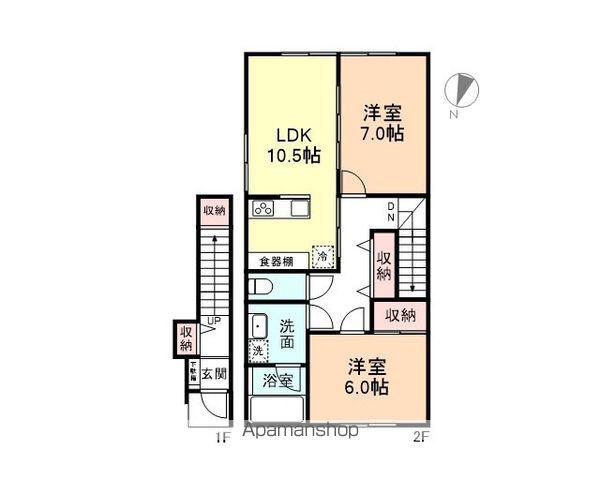 グッドシャトーⅥ(2LDK/2階)の間取り写真