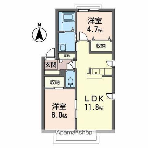 リバティハウスⅡ(2LDK/2階)の間取り写真