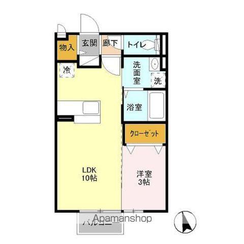 ラ・ルーチェ(1LDK/2階)の間取り写真