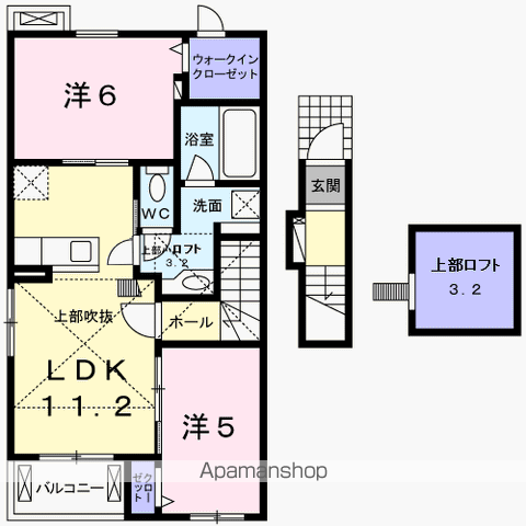 ヴァンベールM(2LDK/2階)の間取り写真