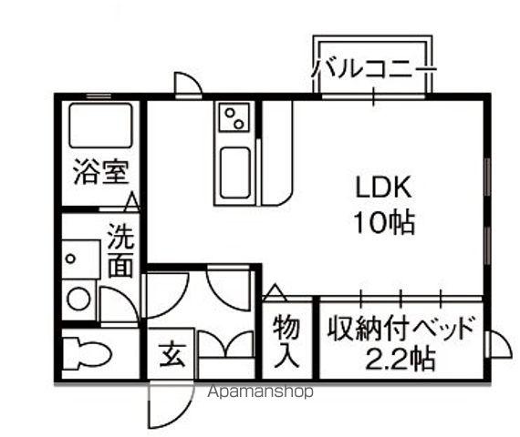 ブランドール(ワンルーム/2階)の間取り写真