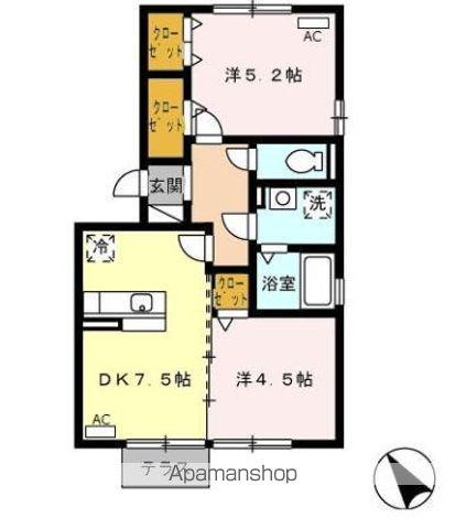 ルミエール須賀(2DK/1階)の間取り写真