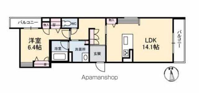シャーメゾンマヒナ(1LDK/2階)の間取り写真