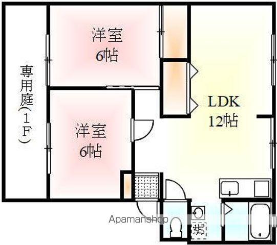 サンライフ川西B(2LDK/1階)の間取り写真