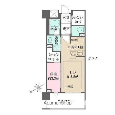 リビオレゾン渋谷笹塚(1LDK/4階)の間取り写真