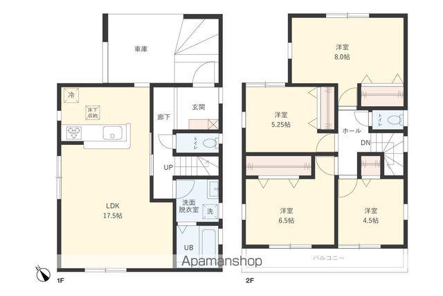 京成電鉄松戸線 薬園台駅 バス乗車時間：7分 旭ヶ丘バス停で下車 徒歩7分 2階建 築1年(4LDK)の間取り写真