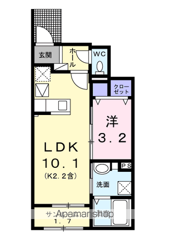 アルドーレ(1LDK/1階)の間取り写真