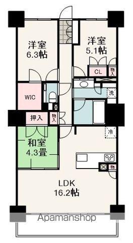 ザ・呉服町タワー(3LDK/27階)の間取り写真