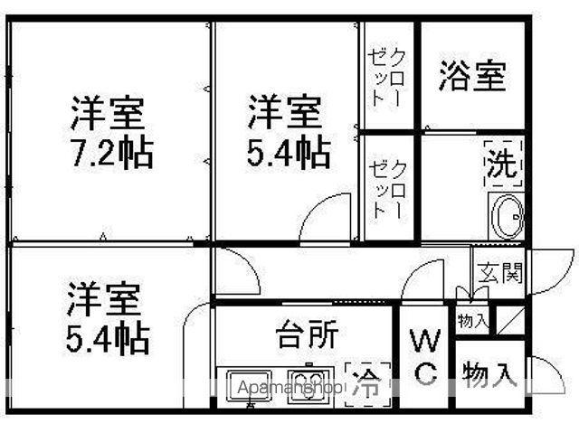 荒巻ハイツA棟(3K/2階)の間取り写真