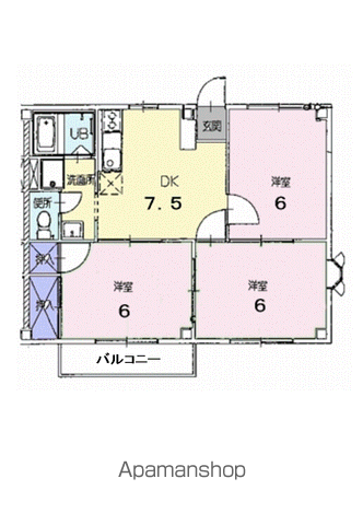 ドミールパル(3DK/2階)の間取り写真
