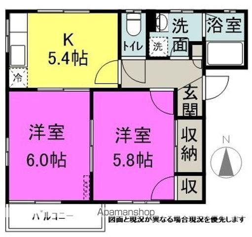 DIAS OANA D棟(2K/2階)の間取り写真