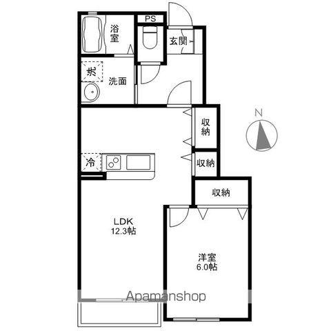 スカイ・コート(1LDK/1階)の間取り写真