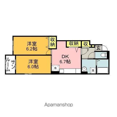 FLAN MAISON A(2DK/1階)の間取り写真