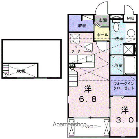 ブローテ(1K/2階)の間取り写真