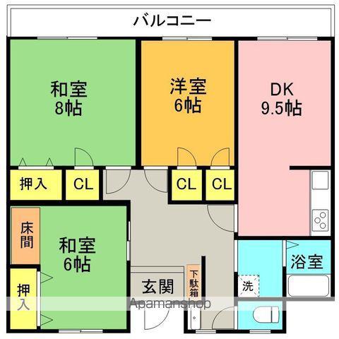 コーポ藤本(3LDK/4階)の間取り写真