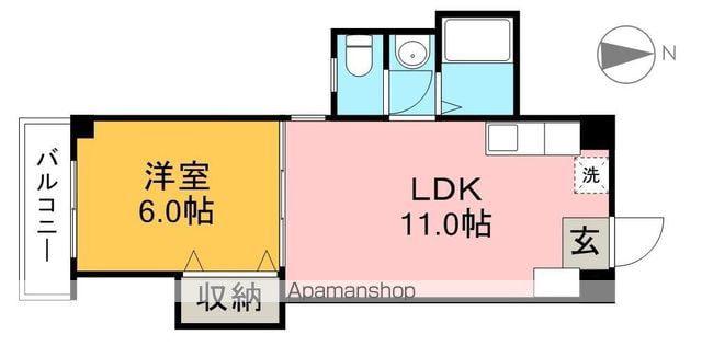 シャトルイン高知(1LDK/2階)の間取り写真