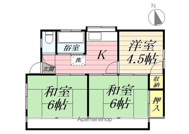 鹿島線 鹿島神宮駅 バス乗車時間：15分 旭ヶ丘ニュータウン入口バス停で下車 徒歩5分 1階建 築42年(3K)の間取り写真