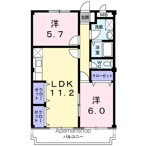 ファミーユ・Ⅱ(2LDK/2階)の間取り写真