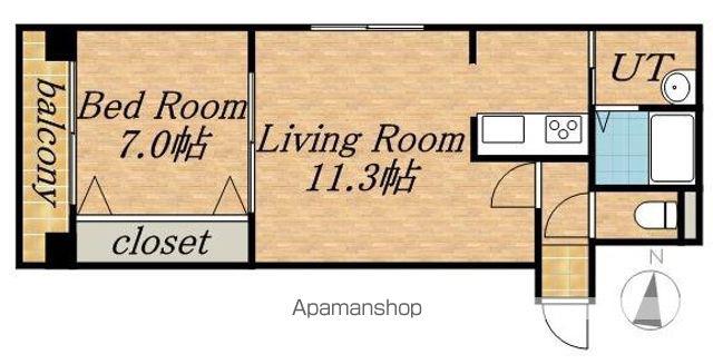 デュ・アンジュ北円山(1LDK/7階)の間取り写真