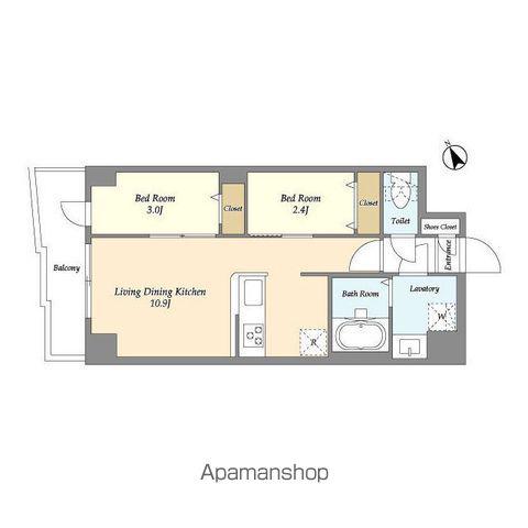 アルファコート曳舟2(2LDK/3階)の間取り写真