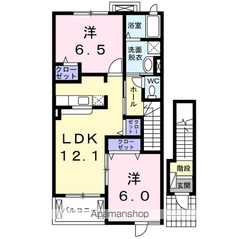 ガーデニア(2LDK/2階)の間取り写真