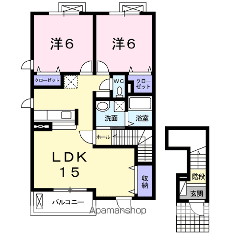 エスタシオン3(2LDK/2階)の間取り写真
