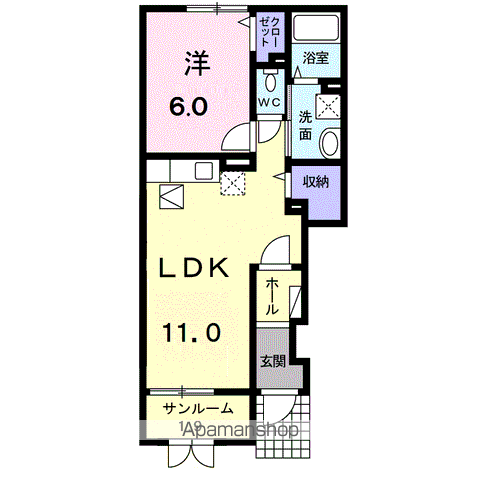 サニーガーデンⅡ(1LDK/1階)の間取り写真
