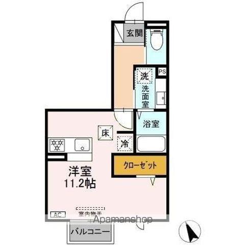 レジデンスフラワーⅡ(ワンルーム/1階)の間取り写真