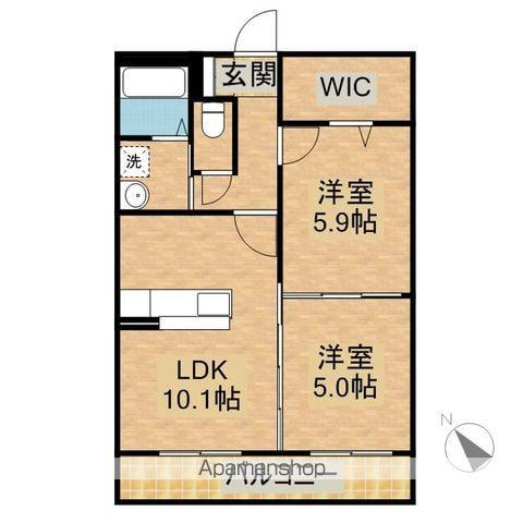 アイビス笠原(2LDK/2階)の間取り写真