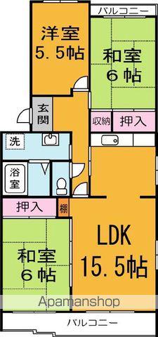 カネエーズ千現(3LDK/2階)の間取り写真