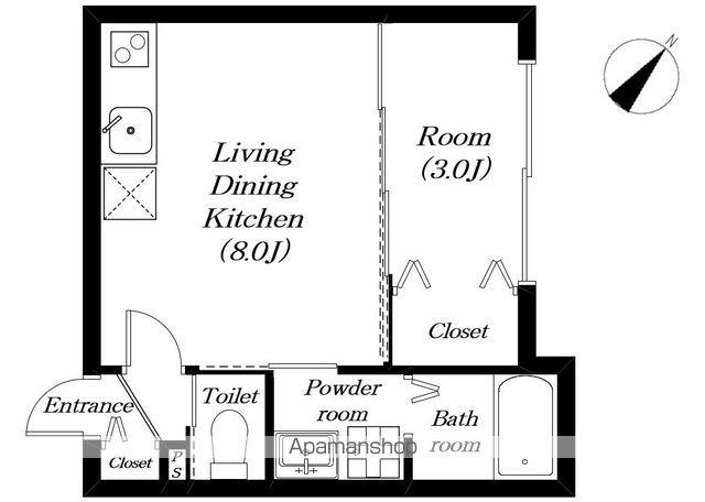 カリーナ(1LDK/2階)の間取り写真