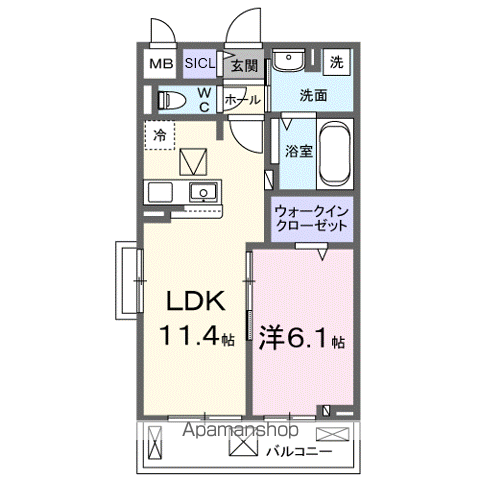 ノルド フィウーメ(1LDK/1階)の間取り写真