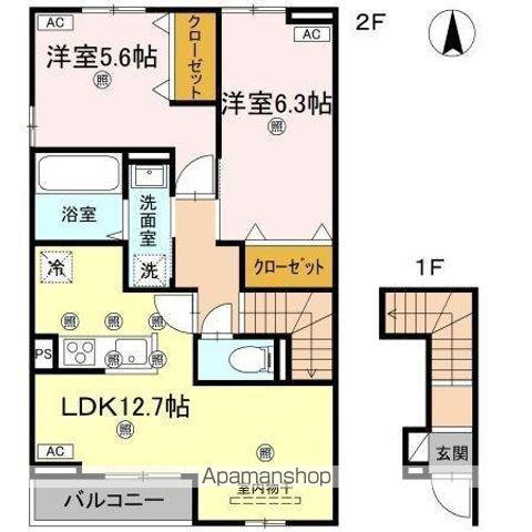 グランツ上福万 A棟(2LDK/2階)の間取り写真