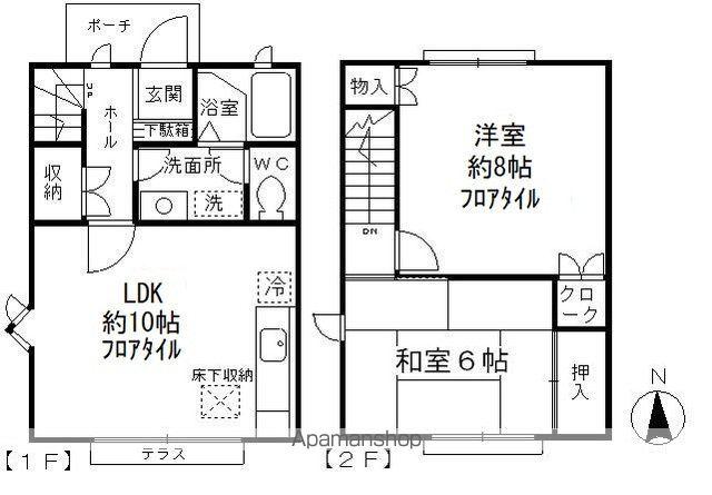 西武鉄道新宿線 小平駅 徒歩13分 2階建 築34年(2LDK)の間取り写真