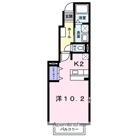 フレンドリーKUBOB(ワンルーム/1階)の間取り写真