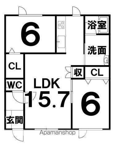 ブリリアント3(2LDK/2階)の間取り写真