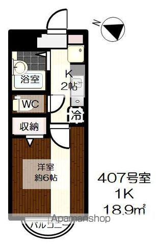 ホロンプラザ行徳(1K/4階)の間取り写真